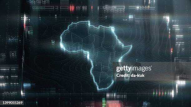 map of africa infographics on digital screen - south africa map stock pictures, royalty-free photos & images