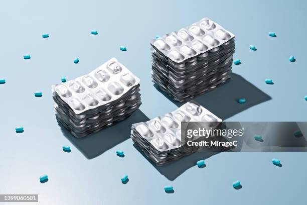 empty blister packs pill packets, chronic illness concept - antidepressants stockfoto's en -beelden