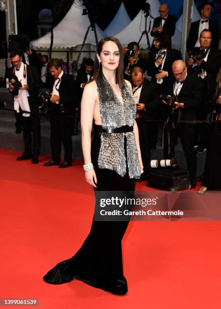 Noémie Merlant departs the 75th Anniversary celebration screening of "The Innocent " during the 75th annual Cannes film festival at Palais des...