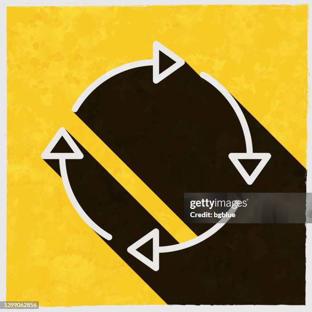 refresh. icon with long shadow on textured yellow background - intersect texture stock illustrations