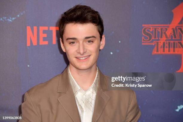 Noah Schnapp attends the Stranger Things Festival photocall at Cirque Bouglione on May 24, 2022 in Paris, France.