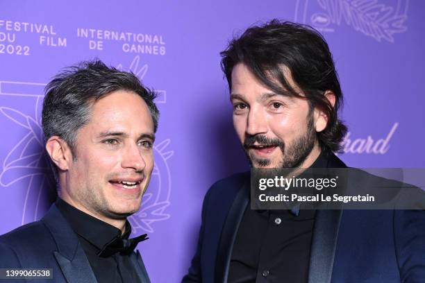 Gael Garcia Bernal and Diego Luna attend the "Cannes 75" Anniversary Dinner during the 75th annual Cannes film festival at on May 24, 2022 in Cannes,...