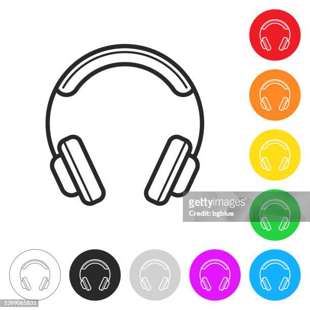 headphones. icon on colorful buttons - headphones stock illustrations