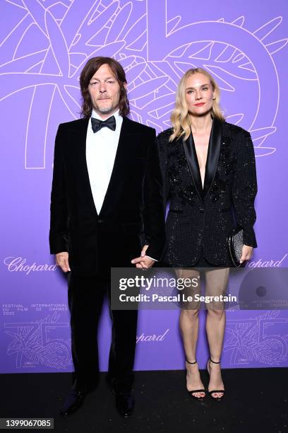 Norman Reedus and Diane Kruger attend the "Cannes 75" Anniversary Dinner during the 75th annual Cannes film festival at on May 24, 2022 in Cannes,...