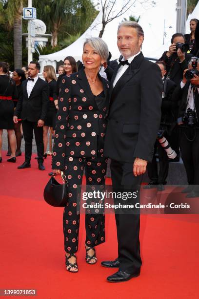 Hanne Jacobsen and Mads Mikkelsen attend the 75th Anniversary celebration screening of "The Innocent " during the 75th annual Cannes film festival at...