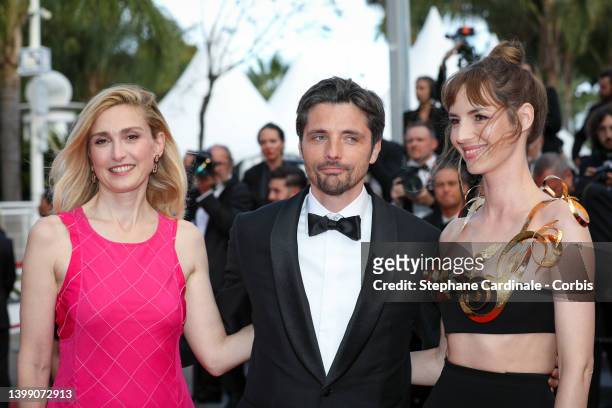 Julie Gayet, Raphael Personnaz and Louise Bourgoin attend the 75th Anniversary celebration screening of "The Innocent " during the 75th annual Cannes...