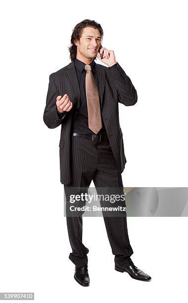 business man with mobile phone - man full body isolated stock pictures, royalty-free photos & images