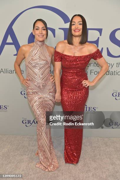 Brie Bella and Nikki Bella attend the 47th Annual Gracie Awards Gala at Beverly Wilshire, A Four Seasons Hotel on May 24, 2022 in Beverly Hills,...