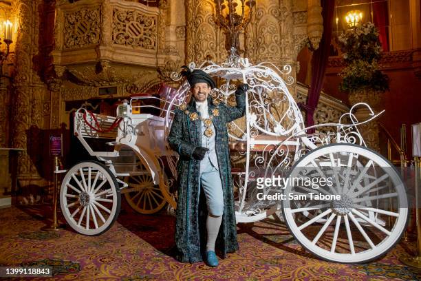 Todd McKenney pose sat the media preview of "Rodgers + Hammerstein's Cinderella" at the Regent Theatre on May 25, 2022 in Melbourne, Australia.