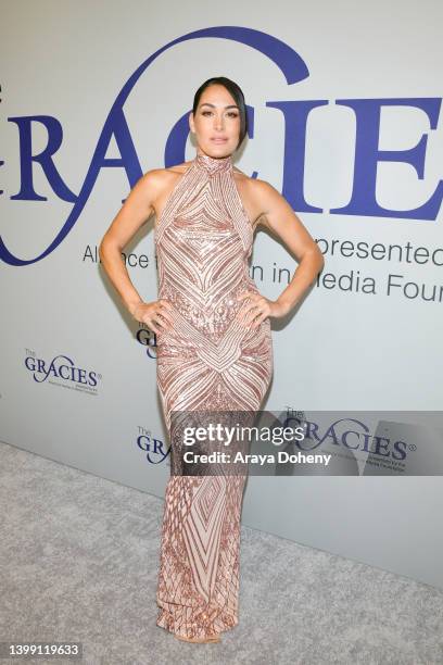 Brie Bella attends as the Alliance for Women in Media Foundation presents the 47th annual Gracie Awards at Beverly Wilshire, A Four Seasons Hotel on...