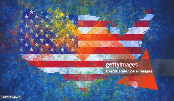 recession in the usa - american flag grunge stock pictures, royalty-free photos & images