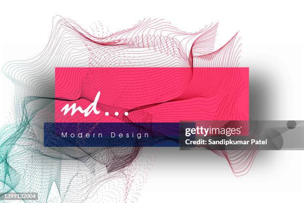 abstract art. array with dynamic emitted particles. - pamphlet stock illustrations