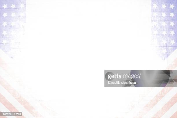 a bright horizontal vector background of usa flag on transparent wooden effect faded  paper with vignette and plain illuminated centre - watermark stock illustrations