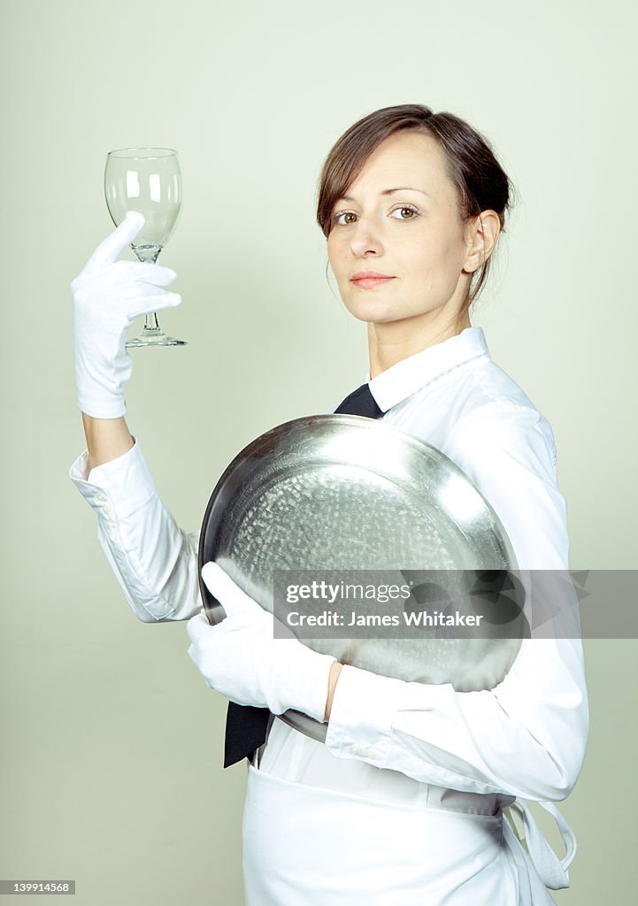 Waitress with glass