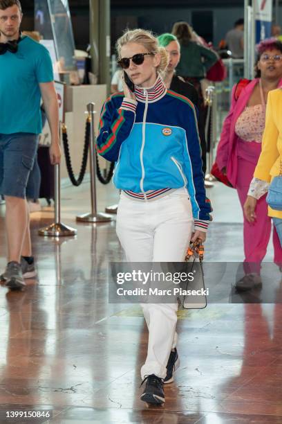 Actress Melanie Laurent is seen departing the 75th annual Cannes film festival at Nice Airport on May 25, 2022 in Nice, France.