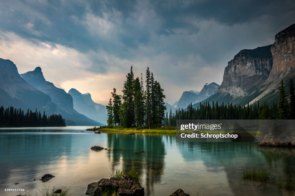 Spirit Island in Maligne Lake, Jasper National Park in Canada