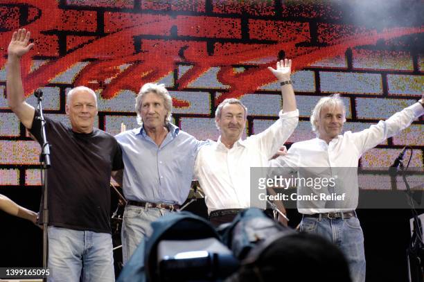 British band, Pink Floyd performs at Live 8 concert with the aim to raise awareness of issues in Africa. Taken in London on the 2nd of July 2005.