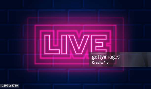 live broadcast or performance neon light sign - comedian stock illustrations