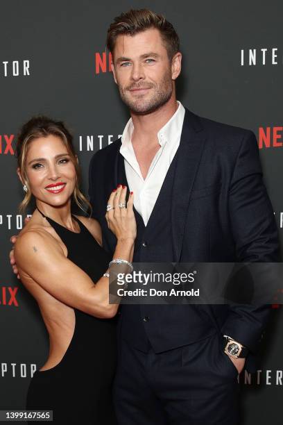 Elsa Pataky and Chris Hemsworth attend the red carpet screening of Interceptor at The Ritz on May 25, 2022 in Sydney, Australia.