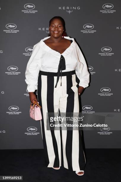 Deborah Lukumuena attends the Kering Women In Motion Talk photocall during the 75th annual Cannes film festival at Majestic Hotel on May 25, 2022 in...