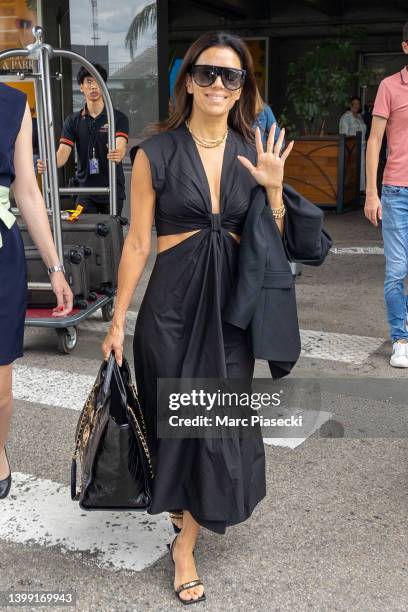 Actress Eva Longoria is seen arriving ahead of the 75th annual Cannes film festival at Nice Airport on May 25, 2022 in Nice, France.