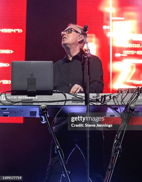 Paul Humphreys of Orchestral Manoeuvres In The Dark performs at Fox Theater on May 24, 2022 in Oakland, California.