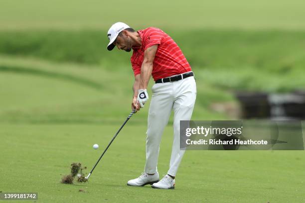 Abraham Ancer of Mexico in action during the final round of the USPGA Championship at Southern Hills Country Club on May 22, 2022 in Tulsa, Oklahoma.