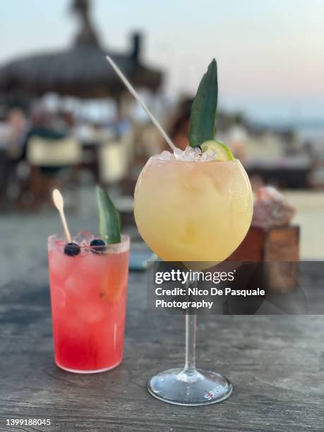 cherry lemonade and pina colada cocktails - de ices stock pictures, royalty-free photos & images