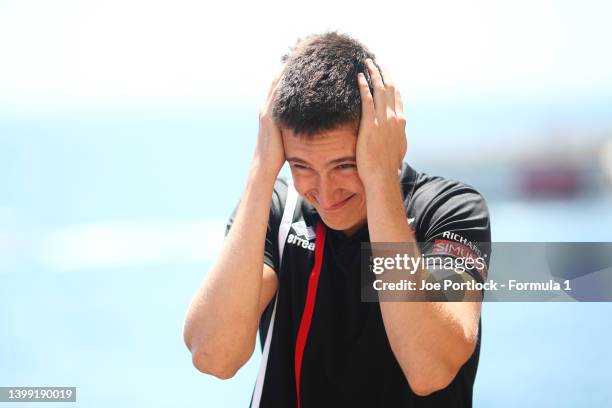 Feature race winner at Round 3:Imola, Theo Pourchaire of France and ART Grand Prix reacts during previews ahead of Round 5:Monte Carlo of the Formula...