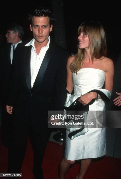 Couple, actor Johnny Depp and fashion model Kate Moss, attend the premiere of 'Don Juan De Marco' at the Academy Theater, Beverly Hills, California,...