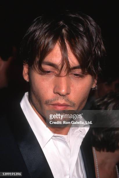 American actor Johnny Depp attends the premiere of 'Nick of Time' at the Academy Theater, Beverly Hills, California, November 20, 1995.