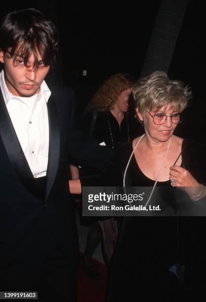 American actor Johnny Depp and his mother Betty Sue Palmer attend the premiere of 'Nick of Time' at the Academy Theater, Beverly Hills, California,...