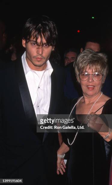 American actor Johnny Depp and his mother Betty Sue Palmer attend the premiere of 'Nick of Time' at the Academy Theater, Beverly Hills, California,...