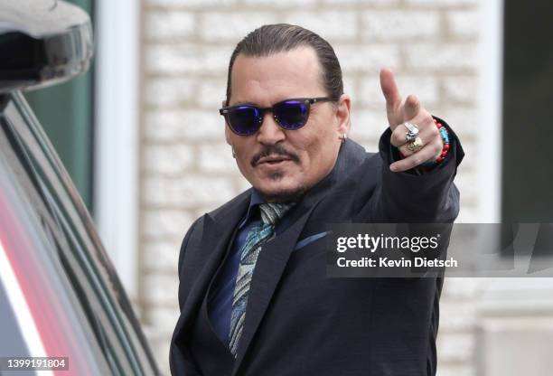 Actor Johnny Depp arrives at the Fairfax County Courthouse on May 25, 2022 in Fairfax, Virginia. Depp v. Heard, a defamation trial brought by Johnny...