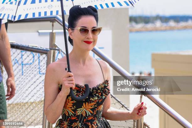 Dita von Teese is seen at the Martinez Hotel during the 75th annual Cannes film festival on May 25, 2022 in Cannes, France.