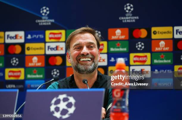 Juergen Klopp, Manager of Liverpool speaks in a press conference at AXA Training Centre on May 25, 2022 in Kirkby, England.