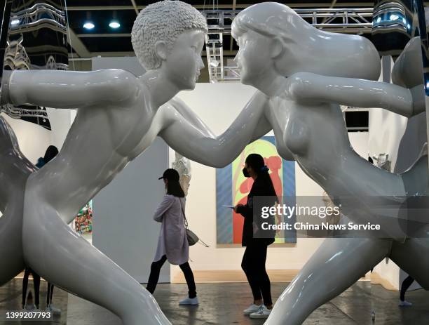 People visit the Art Basel Hong Kong 2022 at Hong Kong Convention and Exhibition Center on May 25, 2022 in Hong Kong, China.