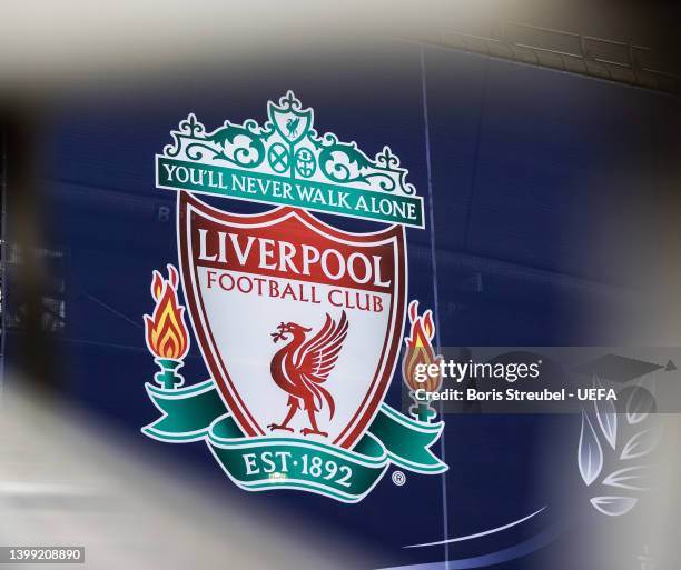 General view with the Liverpool logo at Stade de France ahead of the UEFA Champions League final match between Liverpool FC and Real Madrid at Stade...