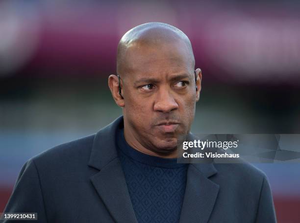 Sky Sports pundit Dion Dublin ahead of the Premier League match between Aston Villa and Burnley at Villa Park on May 19, 2022 in Birmingham, England.