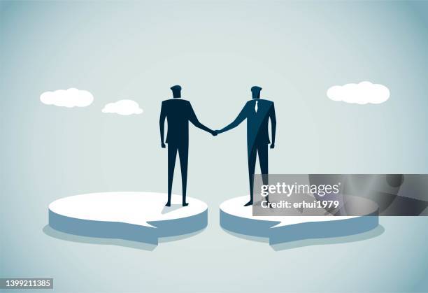 stockillustraties, clipart, cartoons en iconen met man standing in conversation - business relationship