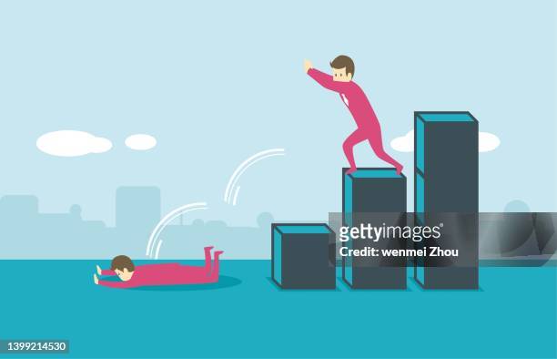 push people down steps - man fallen up the stairs stock illustrations