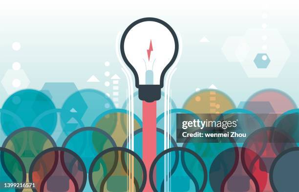 stand out light bulb - height difference stock illustrations