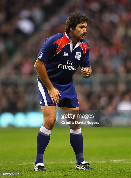 Referee Steve Walsh looks on during the RBS 6 Nations match between England and Wales at Twickenham Stadium on February 25, 2012 in London, England.