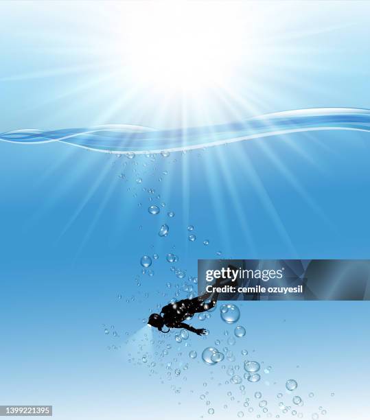 underwater sign - diver stock illustrations