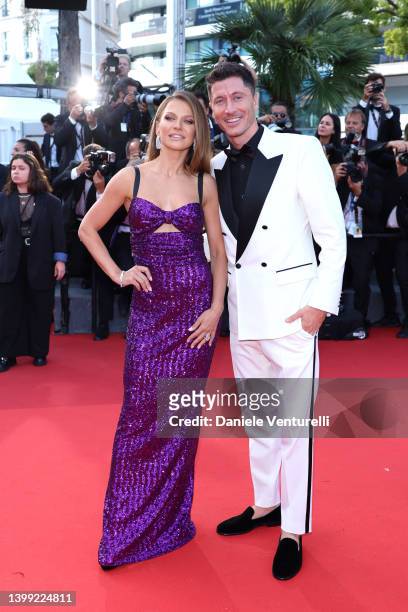 Anna Lewandowska and Robert Lewandowski attend the screening of "Elvis" during the 75th annual Cannes film festival at Palais des Festivals on May...