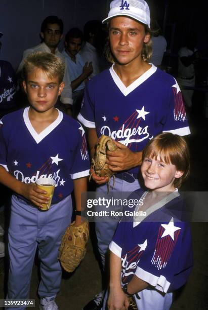 Chad Allen, Chad Lowe, and Danny Cooksey at the 1987 'Hollywood Stars Night' Celebrity Baseball Game, Dodger Stadium, Los Angeles.