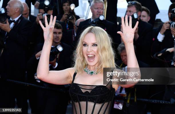 Kylie Minogue attends the screening of "Elvis" during the 75th annual Cannes film festival at Palais des Festivals on May 25, 2022 in Cannes, France.