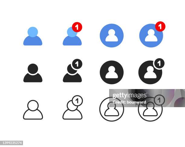 ilustraciones, imágenes clip art, dibujos animados e iconos de stock de notificación perfil de usuario color iconos de línea plana - adorador