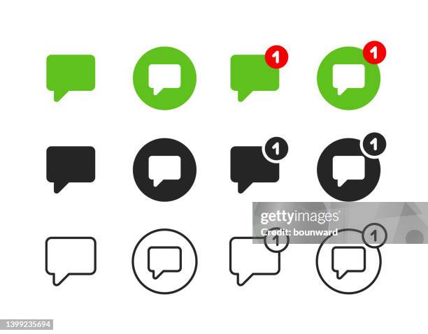 notification chat bubble color flat line icons - receiving text stock illustrations