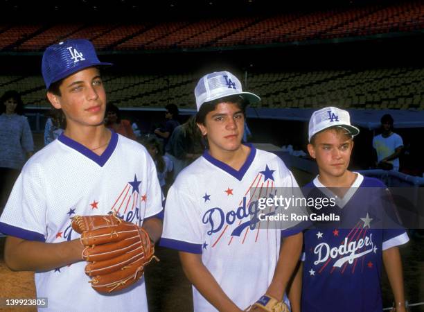 Scott Bloom, Luis Daniel Ponce, and Chad Allen at the 1988 'Hollywood Stars Night' Celebrity Baseball Game, Dodger Stadium, Los Angeles.